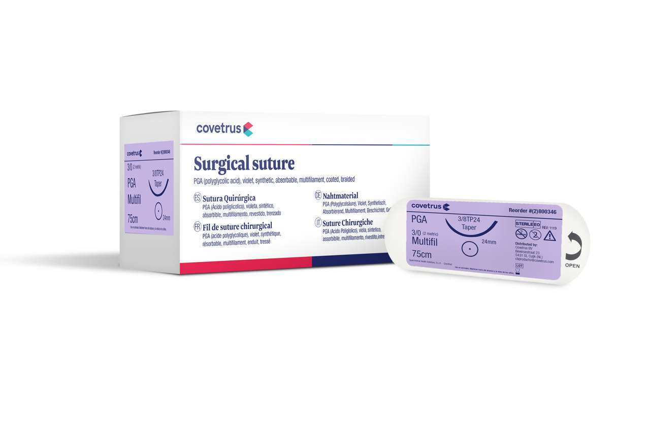 Suture PGA - 3/8 circle, round bodied, taperpoint - 3/8TP24