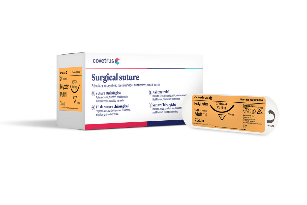 Suture Polyester - 3/8 circle, reverse cutting - 3/8RC24
