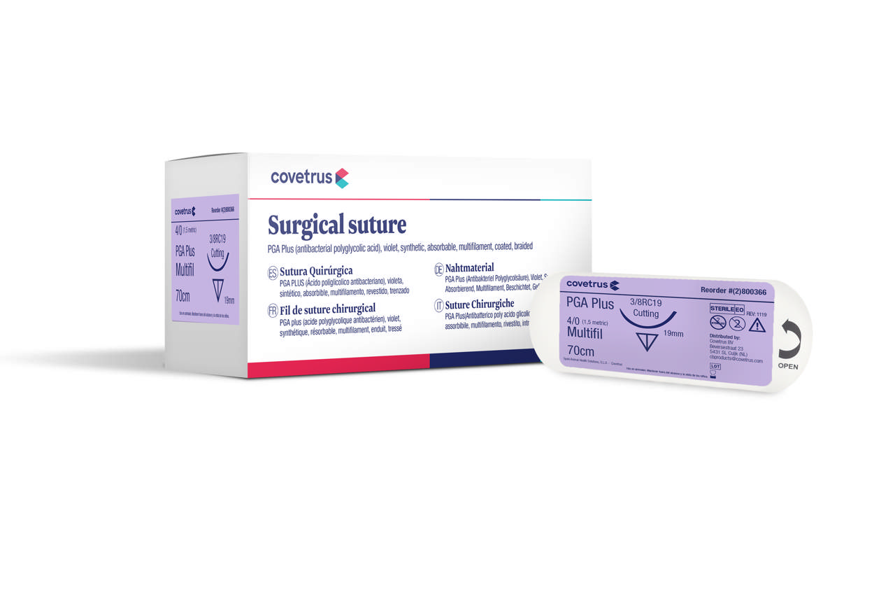 Suture PGA Plus - 3/8 circle, reverse cutting - 3/8RC19