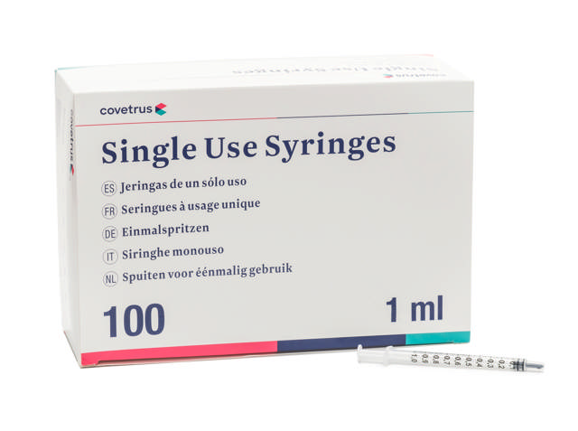 Syringe Disposable 3-part 1 ml - Luer Centric with Low Dead Space Plunge