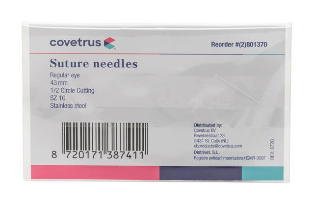 Suture Needles - Regular Eye, 12/Pk - 1/2 circle, reverse cutting