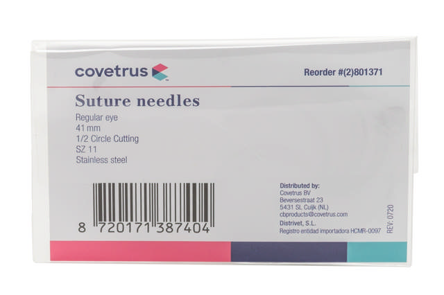 Suture Needles - Regular Eye, 12/Pk - 1/2 circle, reverse cutting