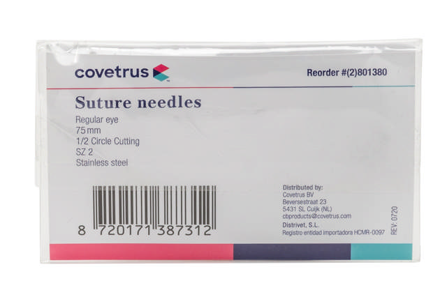 Suture Needles - Regular Eye, 12/Pk - 1/2 circle, reverse cutting