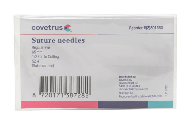 Suture Needles - Regular Eye, 12/Pk - 1/2 circle, reverse cutting