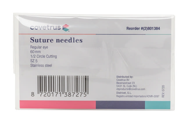Suture Needles - Regular Eye, 12/Pk - 1/2 circle, reverse cutting