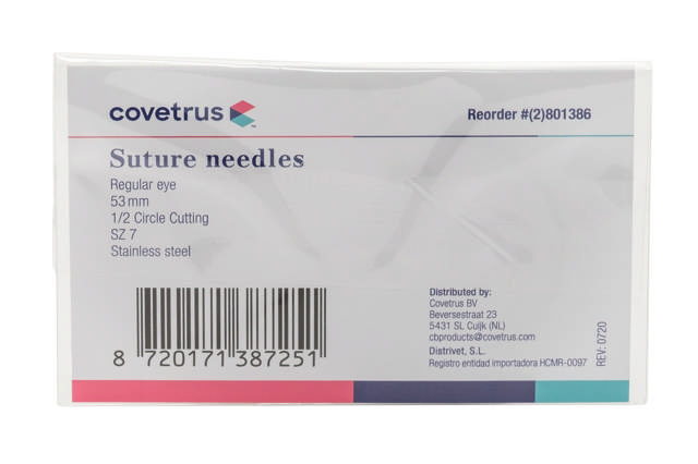 Suture Needles - Regular Eye, 12/Pk - 1/2 circle, reverse cutting