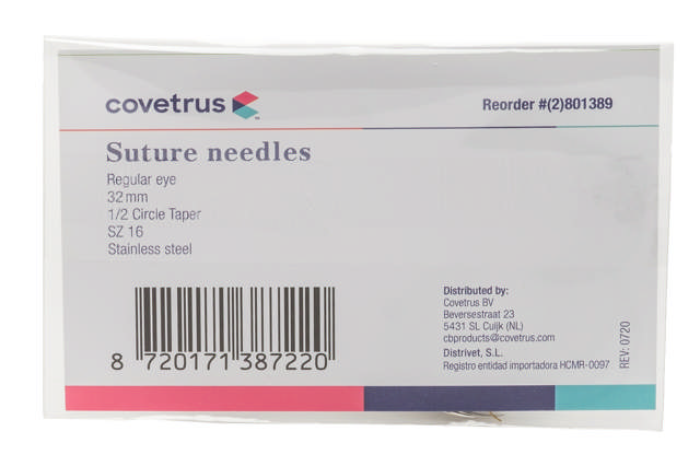 Suture Needles - Regular Eye, 12/Pk - 1/2 circle, round bodied, taperpoint