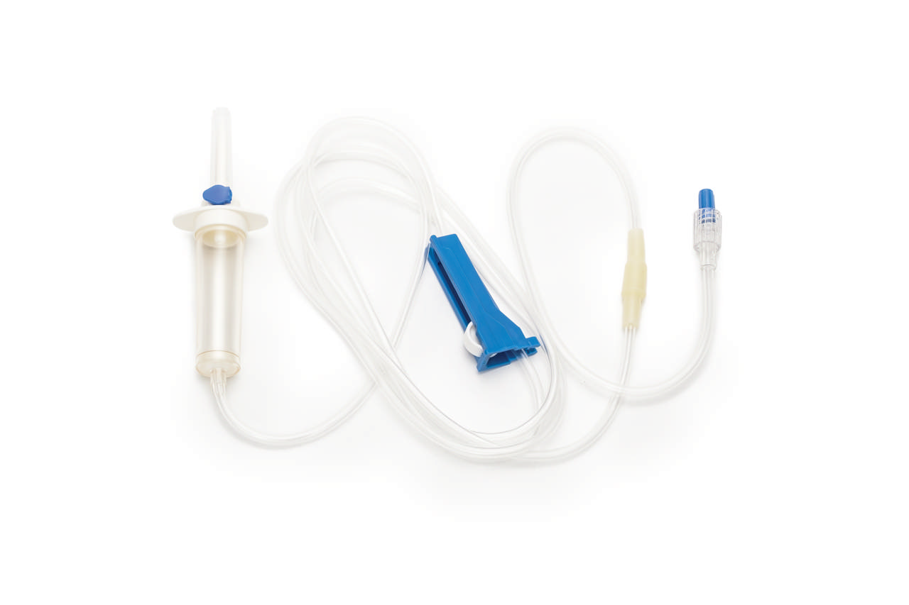 IV Infusion Set, 180 cm, Injection Bulb, 15μm Filter, Rotating Luer Lock