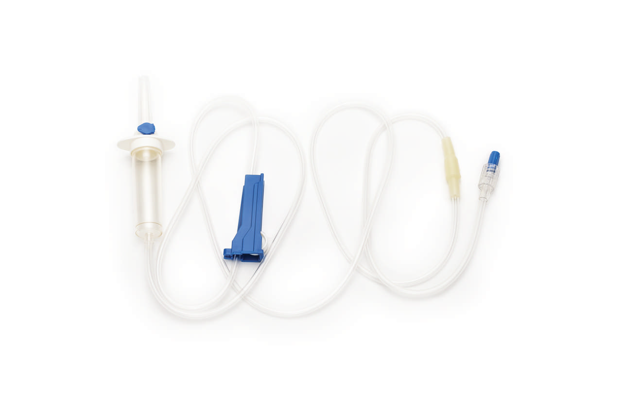 IV Infusion Set, 150 cm, Injection Bulb, No Filter, Rotating Luer Lock